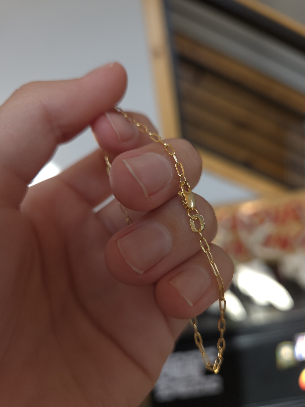 10k Solid Gold Paperclip Chain Bracelet - Picture 2 of 3